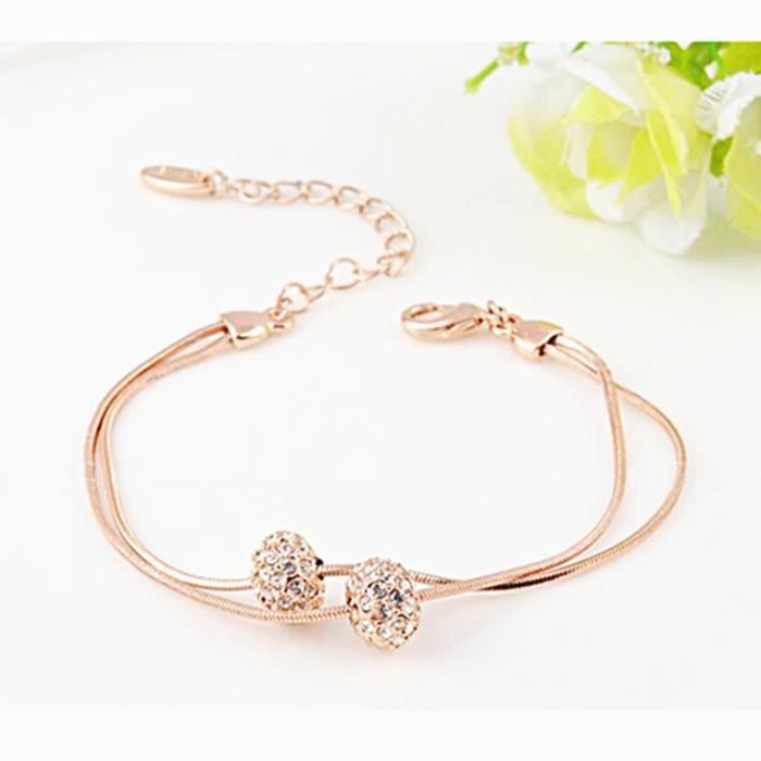 Noir élégant Fleur Perle Charm Bracelets Chaîne Mariage Fille Blanc Plaqué Or