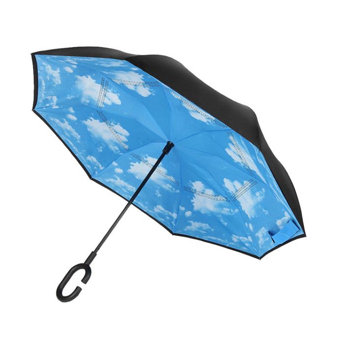 Parapluie Inversé Nuages - Tons Bleus - Unisexe - Neuf Avec Étiquettes