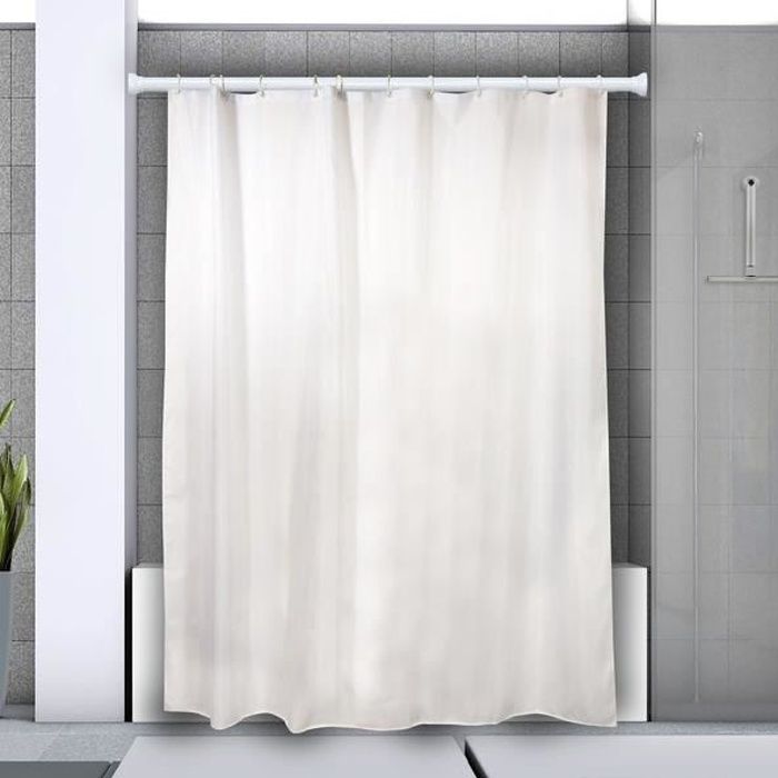 Spirella Barre tringle pour rideau de douche ou baignoire extensible sans perçage en Alu MAGIC 125-220cm Blanc