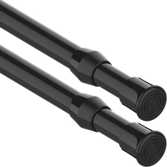 2 Tringles à Rideau Extensibles Sans Perçage - Ajustables 40-73 Cm, Finition Blanche, Antidérapantes, Pour Fenêtres Et Placards