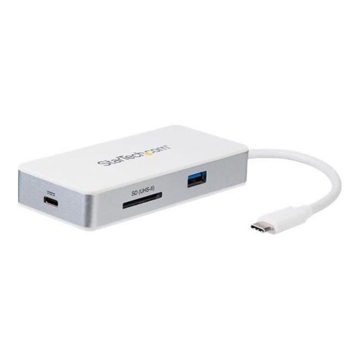 StarTech.com Adaptateur multiport USB-C avec lecteur de carte SD (UHS-II)/Power Delivery 100 W/HDMI 4K/GbE/USB 3.0 (DKT3CHSD4GPD)