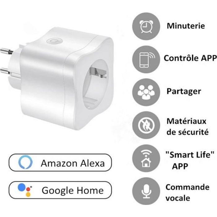 Prise intelligente WiFi TECHSTICK Prise Connectée télécommande Android iOS  compatible avec  Alexa / Google Home - Cdiscount Bricolage