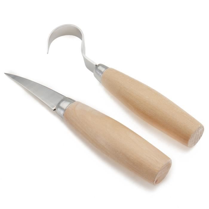 Sculpture sur Bois Crochet couteau 3 couteaux bois outils de sculpture avec set de haute acier au manganèse