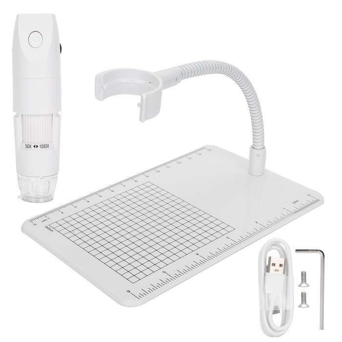 Microscope Numérique USB 50X-1000X - Avec 8 LEDs Réglables Et Support - Pour Inspection, Bijouterie, Soudure, éducation