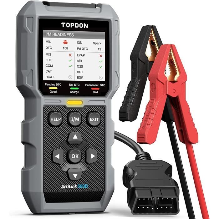 TOPDON AL500B OBD2 scanner Testeur de batterie Lecteur de code 2 en 1 Valise Diagnostic Auto en Français