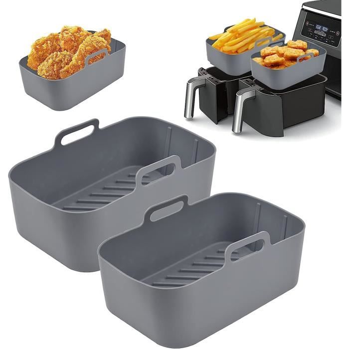 Lot De 2 Pots En Silicone Réutilisables Pour Friteuse à Air Ninja Dual Zone – Accessoire Antiadhésif Facile à Nettoyer Pour AF300EU / AF400EU