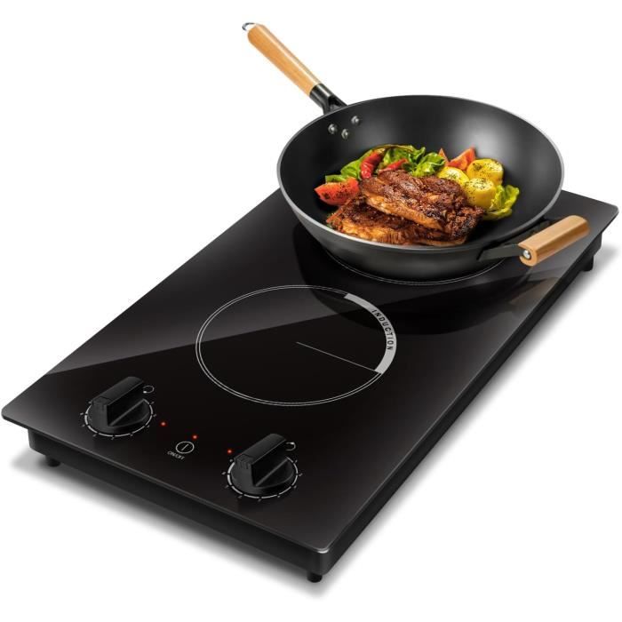 Navaris Double Plaque à Induction - Plaque Induction 2 Foyers Portable - Plaque Vitrocéramique