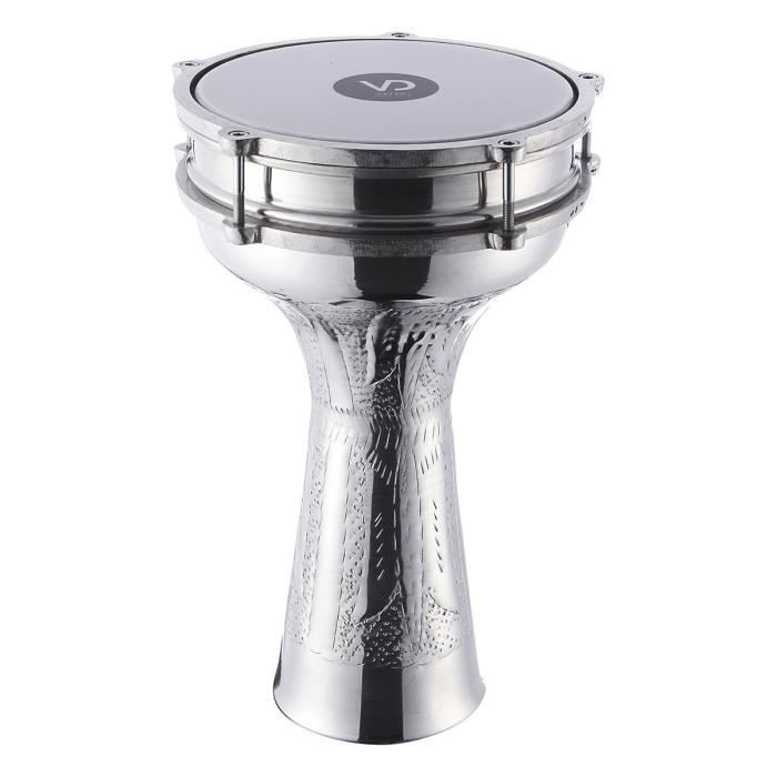 VATAN 304 Derbouka turque en aluminium ciselée avec sonnailles Ø 18.5cm