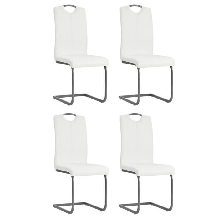 Chaises de salle à manger cantilever - VIDAXL - Blanc - Similicuir - Lot de 4 - Contemporain