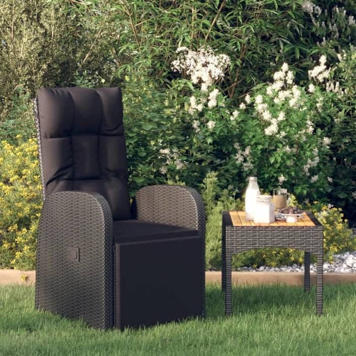vidaXL Chaise inclinable de jardin Résine tressée - vue 4