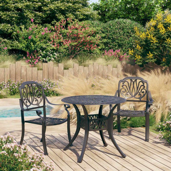 vidaXL Ensemble de bistro 3 pcs Aluminium coulé - vue 2