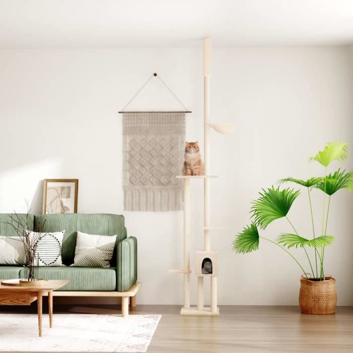 Meilleurs prix pour Vidaxl Arbre À Chat Du Sol Au Plafond Crème 258,5-284,5 Cm