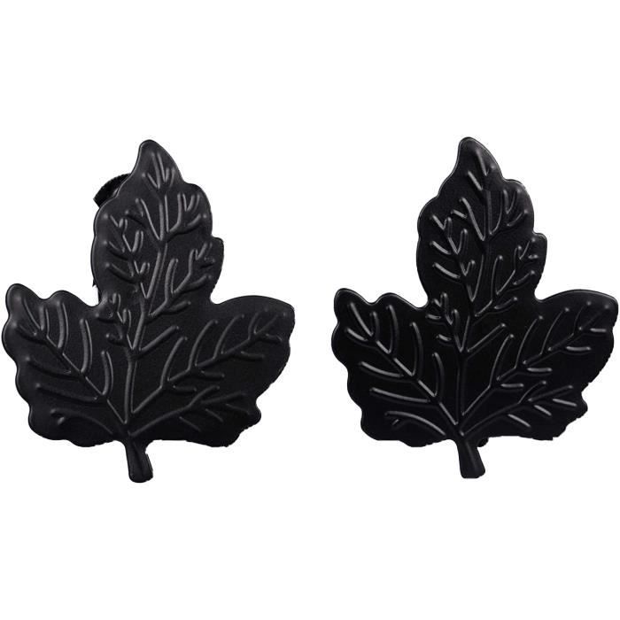 2 Embrasses Rideaux Métal Motif Feuille - Noir Et Argent