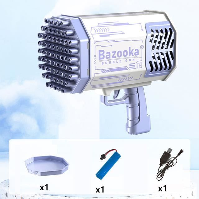 FORMIZON – Pistolet à Bulles LED Automatique 69 Trous – Gatling Portable Avec 2 Recharges – Cadeau Anniversaire