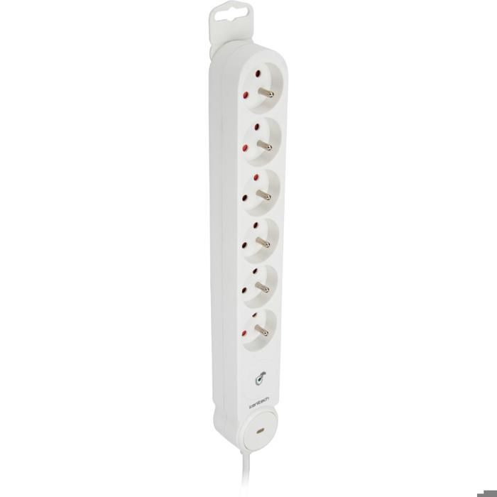 Multiprise parafoudre Iota 6x16A + interrupteur - Blanc - Zenitech