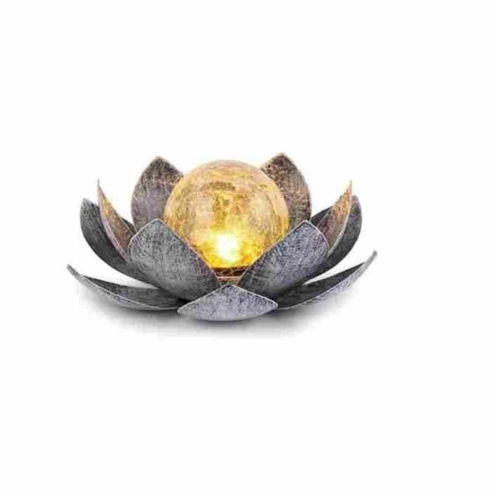Lampe Solaire Lotus Dehner - Décoration Jardin | Éclairage Automatique | Boule En Verre | Métal