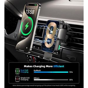 Support Voiture Chargeur Sans Fil 15W Auckly - Ventouse Aimantée Auto Pour IPhone Samsung