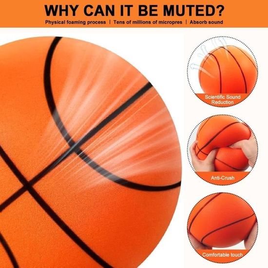 Ballon De Basket Silencieux Intérieur 21/24cm - Mousse Douce Anti-Bruit Avec Sac De Rangement