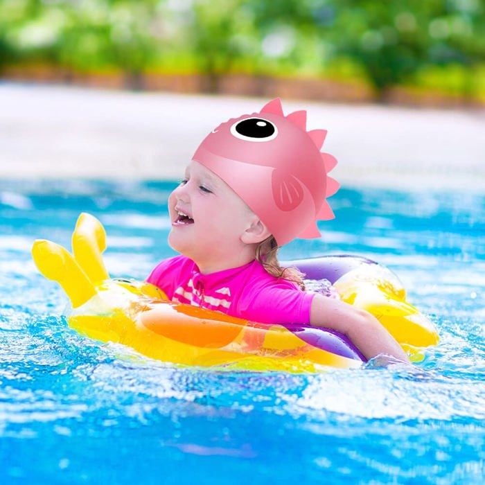 WBZOWRB 2 Pièces Bonnet De Bain Enfant, Bonnet De Piscine Pour Garçons Filles 4-10 Ans (Requin/Homme Araignée