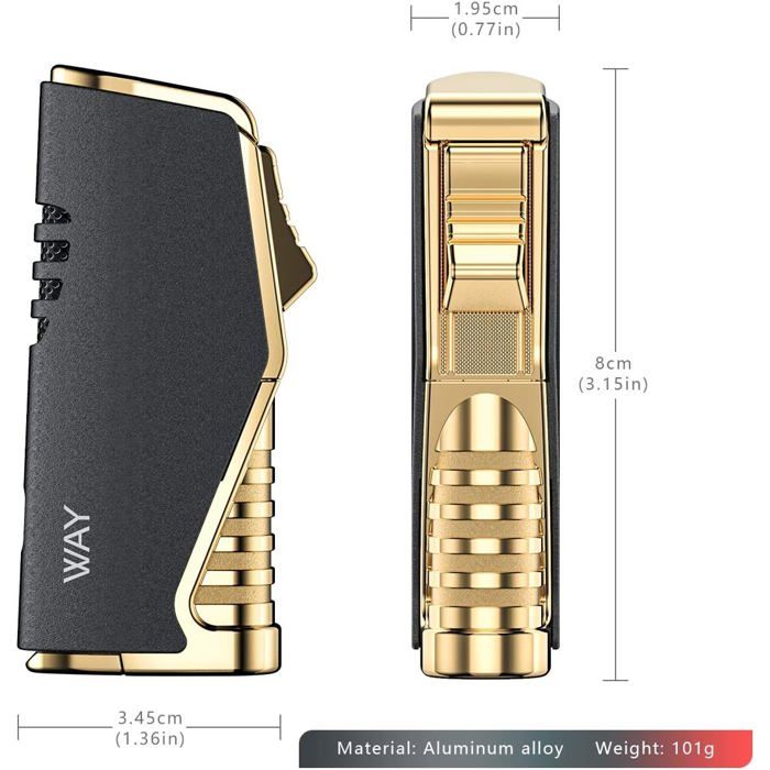 Briquet Tempête Gaz Triple Flamme VVAY Rechargeable - Noir (Vendu Sans Gaz)