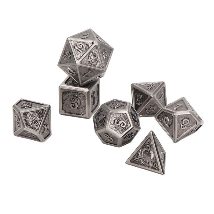 Jeu De Dés Tête De Squelette En Métal Massif - 7 Dés Pour DND, Pathfinder, TRPG - Style Maléfique, Boîte Métal Incluse