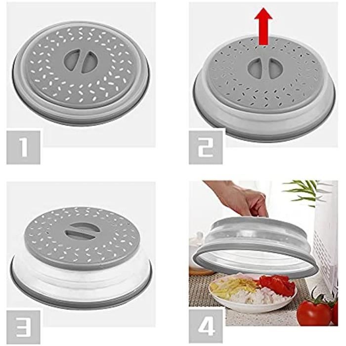 Cloche Micro Onde 24 Cm Cloche Micro-Onde Pliable Hillylolly - Anti-Éclaboussures & Passoire Intégrée - Sans BPA Couverture Anti Projetection