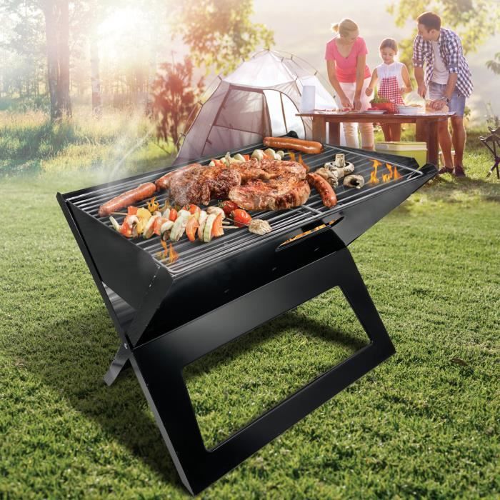 Barbecue Portable Maestro MR-1011 Pliable, Grille En Métal, Charbon De Bois