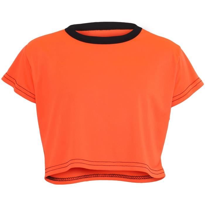 T-shirt Basique Fille 3 Ans – Orange, Manches Longues, Coton, Col Rond (occasion Très Bon état)