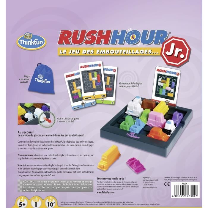 Rush Hour Junior - Ravensburger - Casse-tête Think Fun - 40 défis 4 niveaux  - A jouer seul ou plusieurs dès 5 ans - Français inclus