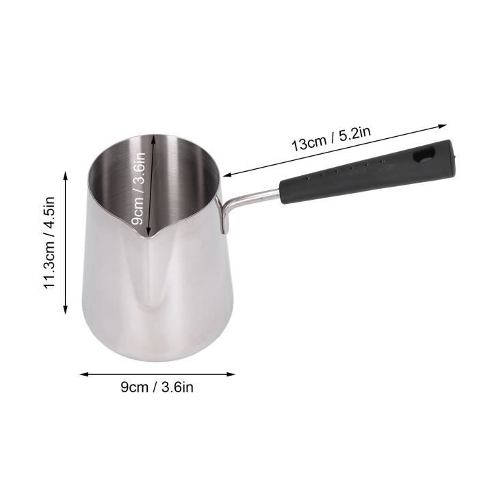 Ibrik Cezve Cafetière turque en acier inoxydable avec poignée résistante à la chaleur, 600 ml