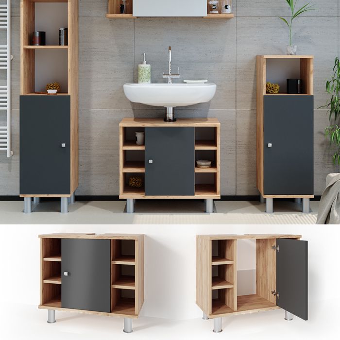 Vicco Meubles bain Eden, Anthracite, 2 parties | Leroy Merlin