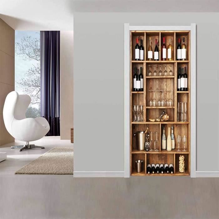 FYRHLH Stickers De Porte 3D Rouge & Cabine Téléphonique Auto-Adhésif Mural Poster Porte PVC Sticker Porte Autocollant Papier Peint Pour Porte Cuisine