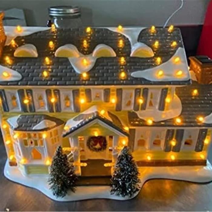 ZERONE Décoration de village de vacances de Noël Décor Village De