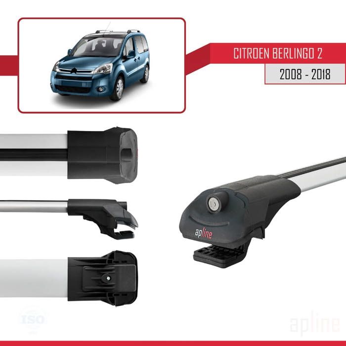 Barres De Toit Aluminium Pour Citroën Berlingo 2 (2008-2018) - 2 Pièces Noires - Capacité 75kg