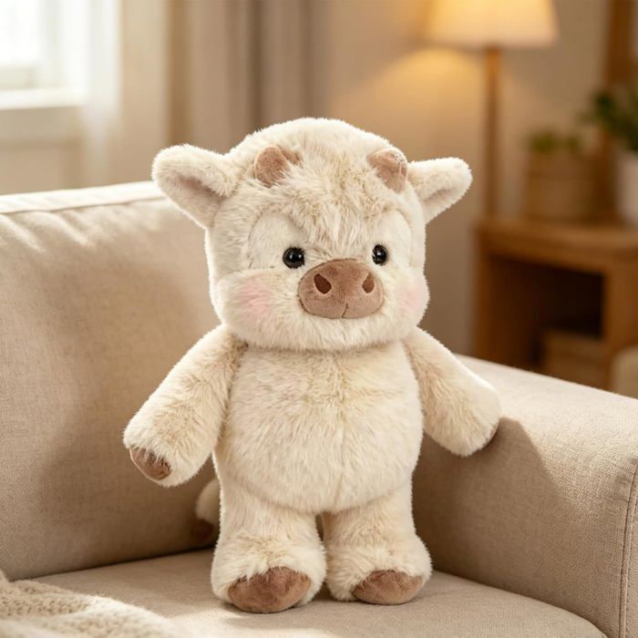 Genérico Mignon Running Cow Animal en Peluche, 45 cm, Peluche Veau Courir Oreiller Poupée Peluche avec Pieds Mobiles, Décoration de crèche, Maison, Canapé, Étagères, Collectibles
