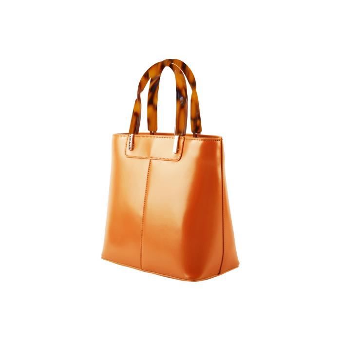 Sac porte main LAMARTHE PORTOFINO Cuir Jaune Orange 24 5 x 23 x 12 cm Orange Jaune Cdiscount Bagagerie Maroquinerie