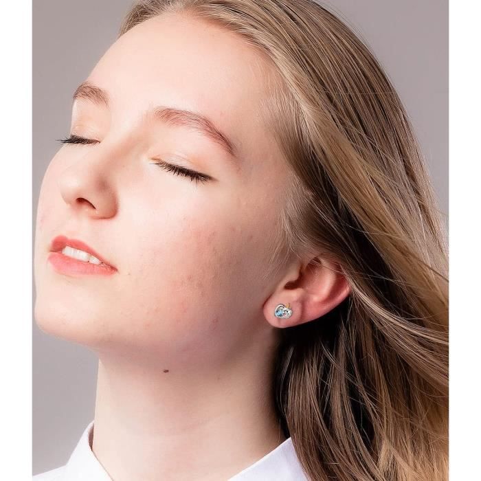 Boucles D'oreilles Licorne Mauve Et Blanche En Argent