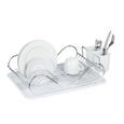 WENKO Égouttoir Vaisselle Clean Blanc, Egouttoir cuisine avec plateau amovible, métal - plastique, 48x12x32 cm, Brillant - blanc-3
