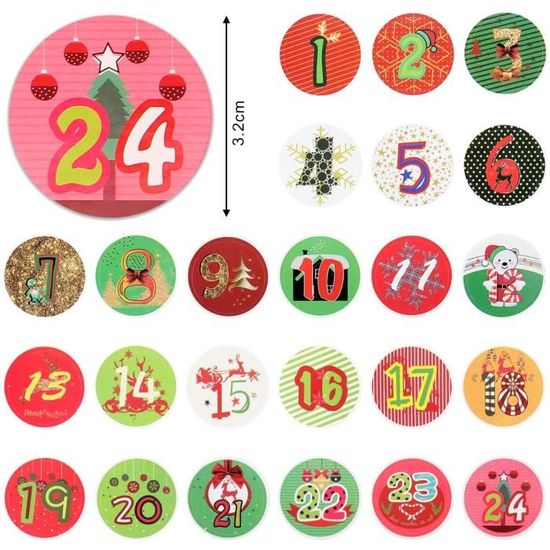 calendrier de Noël CareHabi 24 calendriers de l'Avent à remplir . 24 sacs en tissu, 48 autocollants chiffres de l'Avent, 24 pinces en bois, 10 m de corde de chanvre sacs en tissu