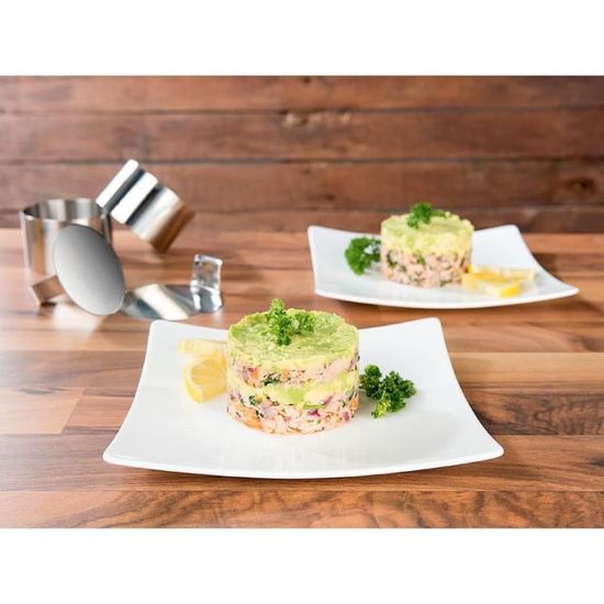 APACALI Lot De 16 Emporte-Pièces Ronds 8 Cm Avec Poussoir - Anneaux En Inox Pour Mousses, Gâteaux Et Desserts Parfaits