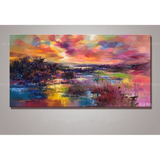 Tempsa Tableau Huile Toile Paysage Colore Abstraite Mural Art Decor Maison 60x120 Cm Achat Vente Tableau Toile Cdiscount