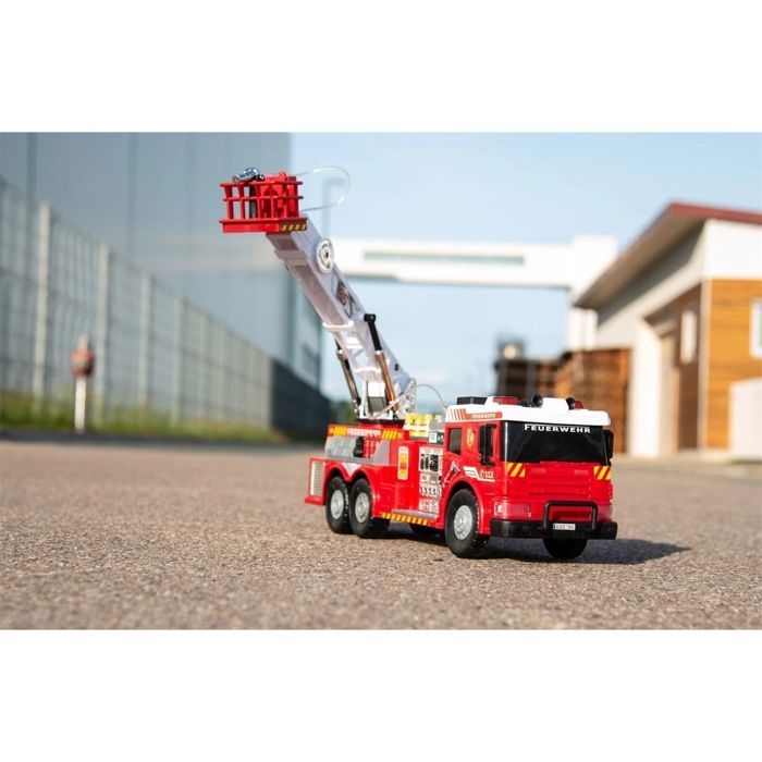 Camion Pompier Dickie Toys Scania Grande Échelle Pompier – Camion Rotatif Avec Jet D'Eau, Sirène, Lumière Et Sons – 25 Cm, Parfait Pour Les Petits Pompiers