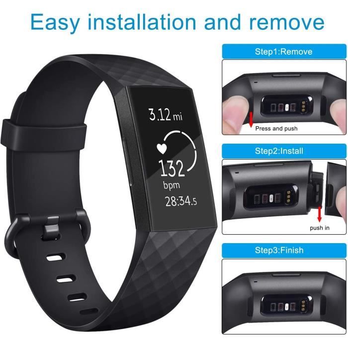 Compatible pour Fitbit Charge 3 Charge 4 Bracelet Classique