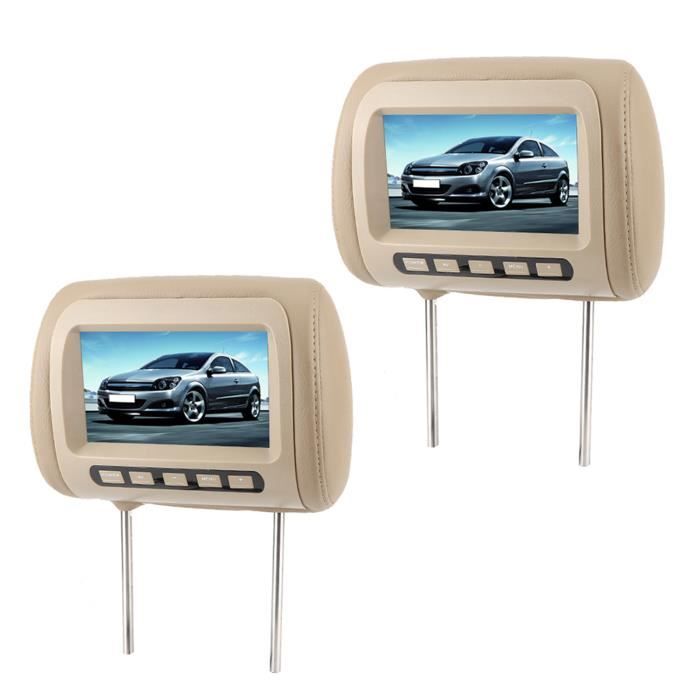 Mxzzand Lecteur de voiture Appui-tête de voiture universel 7 pouces HD, 2  pièces, lecteur vidéo LCD, commande fil, auto embarquee