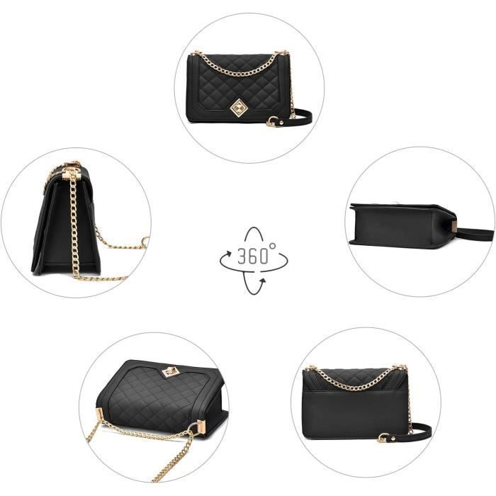 Sac Bandoulière Femme Cuir PU - Chaîne Réglable, Petit Format, Pour Sortie, Shopping, Cadeau