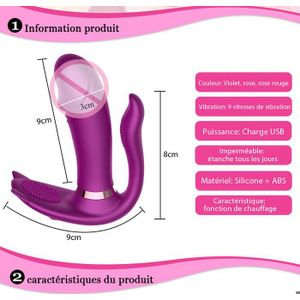 Vibromasseur 'Bâton Magique' - 10 Fréquences - Violet - Silicone - Neuf