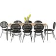 Ensemble table ASTI en bois d'acacia FSC 200 cm et 8 chaises de jardin coloris noir - Beige - 30-0