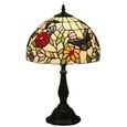 Odziezet Vitrail Tiffany Lampe de Chevet pour Chambre Salon Rétro Papillon Fleur Lampe 12 Pouces-0