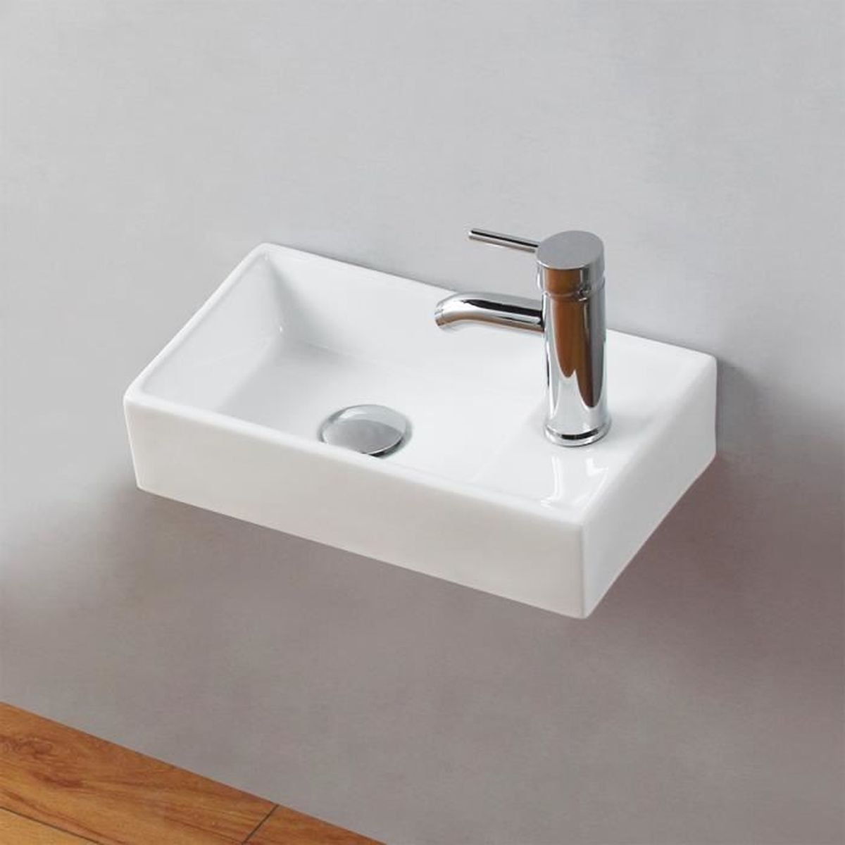 Lave Main Suspendu Mini Lavabo Céramique Mural pour WC Vestiaire Salle de Bain