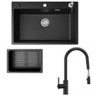 CECIPA MAX 70x45cm Évier de Cuisine en granit,égouttoir+mitigeur extractible